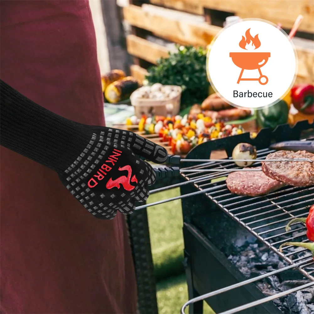 BBQ Grilling Gloves 1472℉ Cooking Tool Heat Resistant Barbecue Gloves Non-Slip Silicone Insulated Oven Mitts for Kitchen Camping