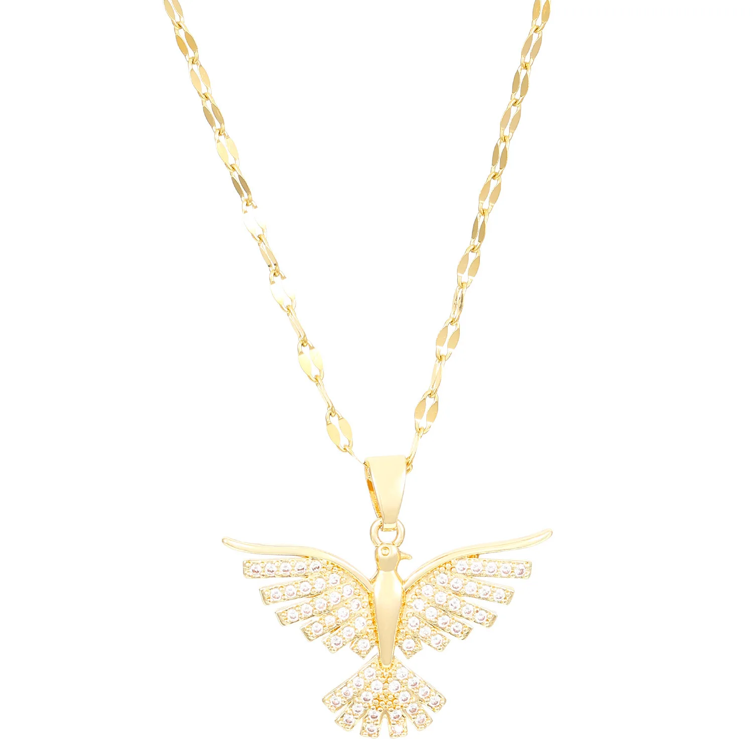 Trendy Stainless Steel Phoenix & Eagles Pendant Choker Necklace for Women Girls Fashionable Jewelry Gift for Party