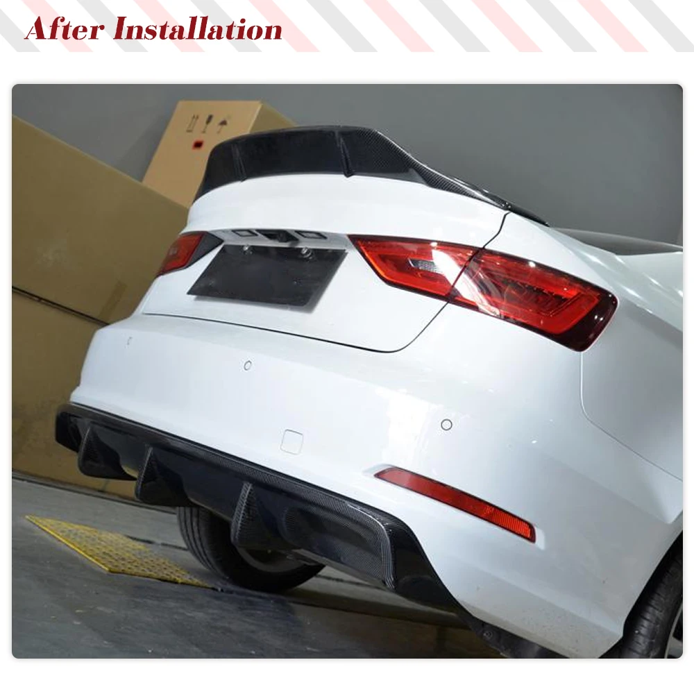 Car Rear Diffuser Lip Bumper Guard Spoiler for Audi A3 Standard Bae Sedan 8V 4 Door 2013 - 2016 Carbon Fiber/FRP Rear Body Kits