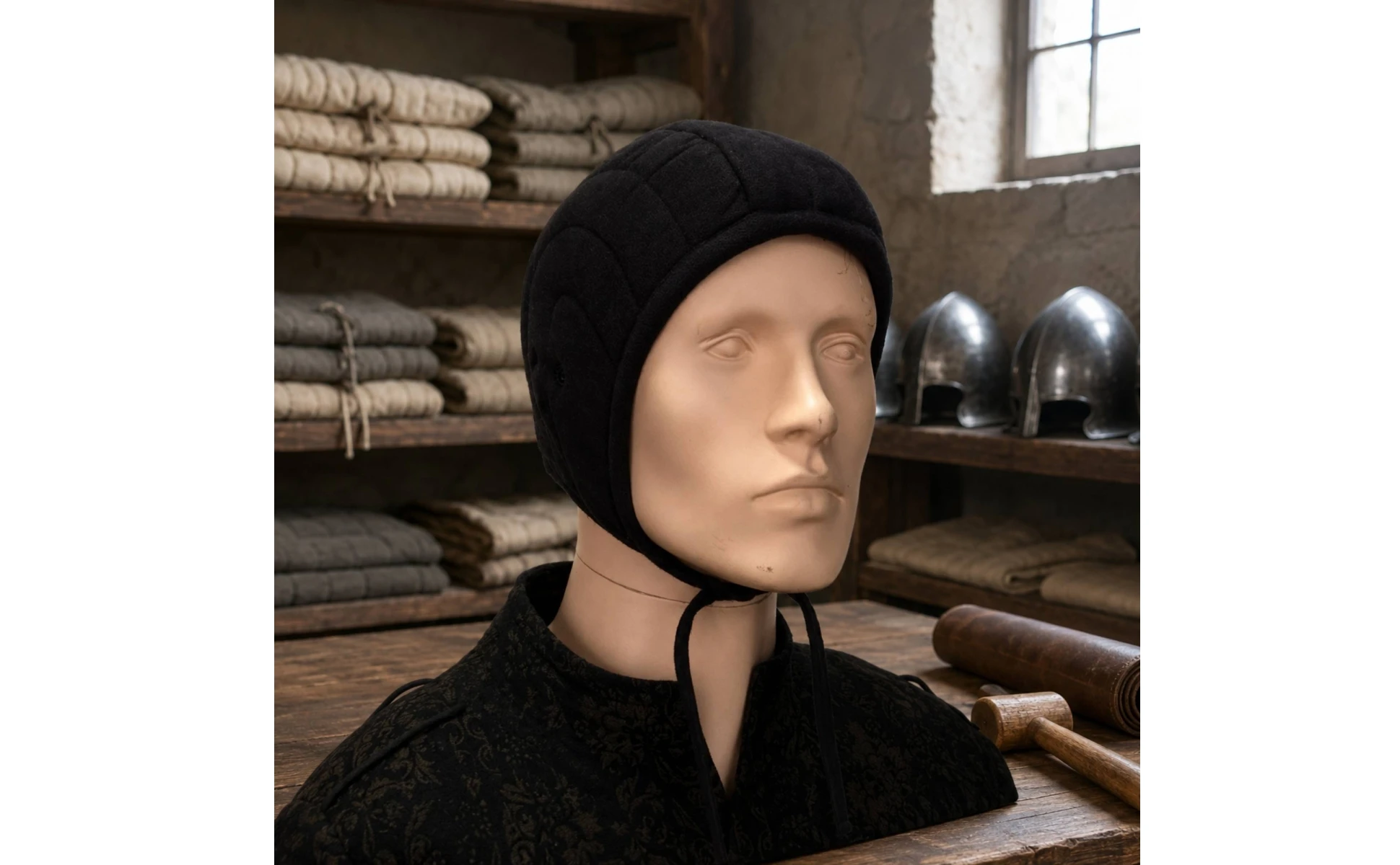 Arming Cap Comfortable Fit Padded Helmet Liner Quilted Linen Cap Breathable Medieval Coif Historically Precise for LARP Players