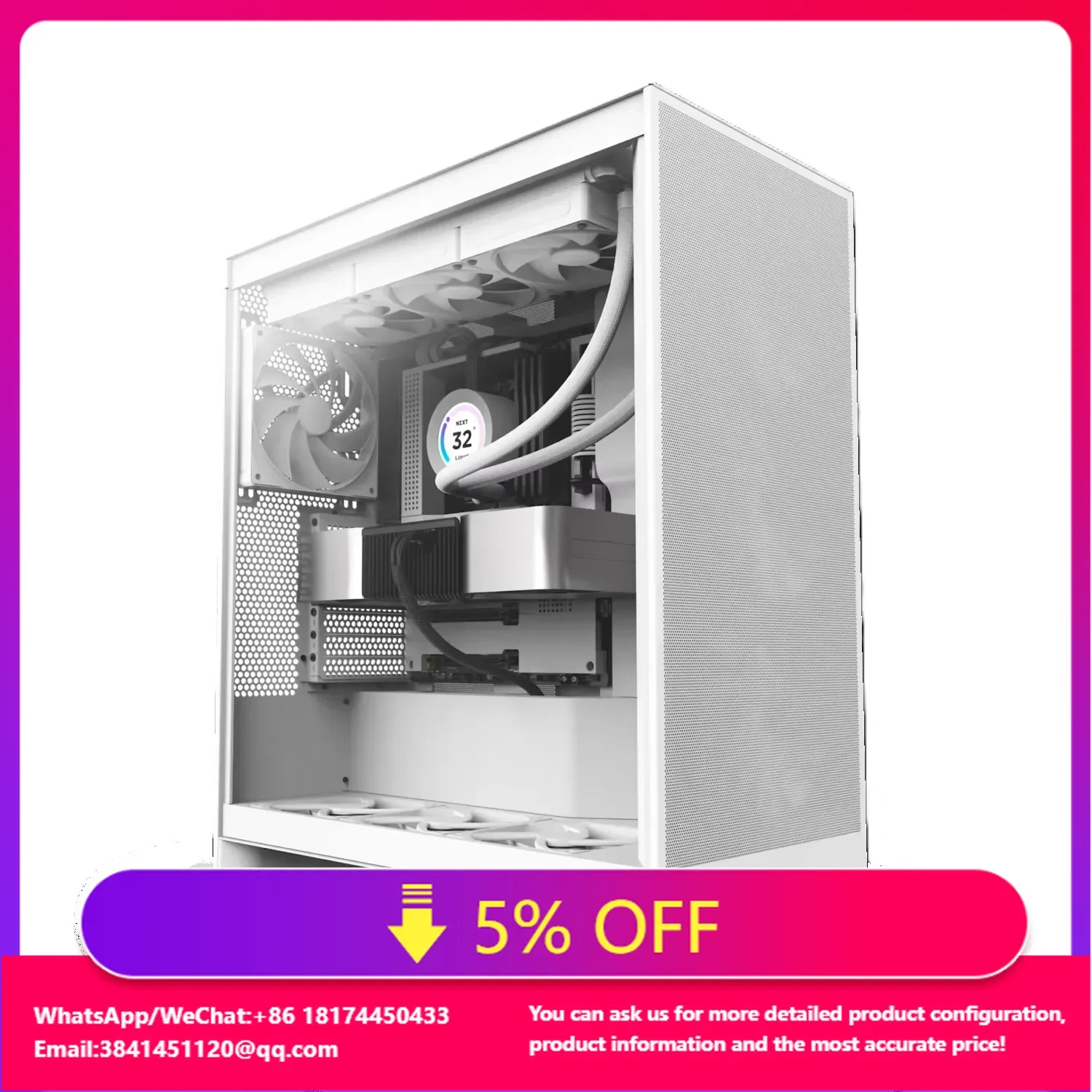 

NZXT H7 Flow BLACK&WHITE Gaming Case Mid-Tower ATX Airflow Case PC Chassis With Three 120mm Fans Pre-installed