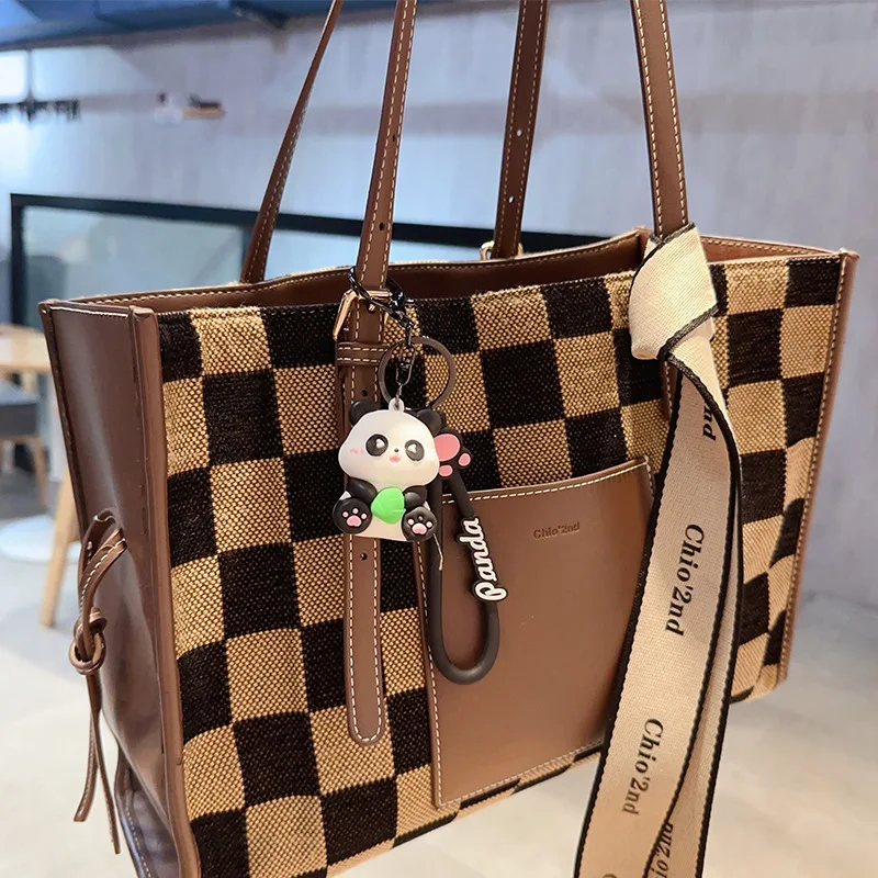 Cartoon Reiten Holz Pferd Panda Puppe Schlüssel bund niedlichen kreativen Panda Puppe Anhänger Mädchen Rucksack Dekoration Charme Geburtstags geschenk