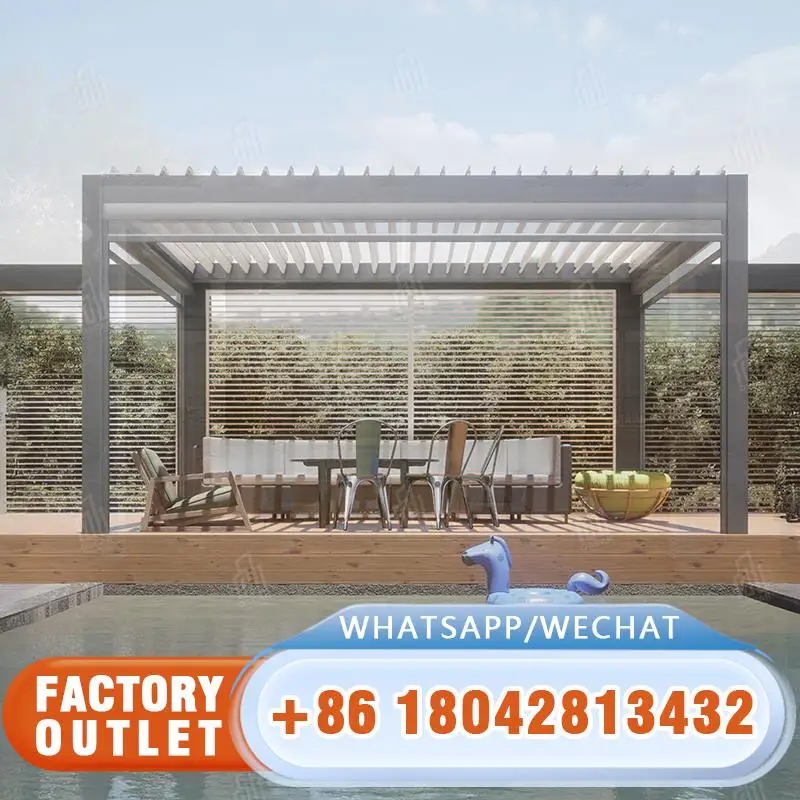 

4x5 Meter Outdoor Aluminium Frame with Powder Coated Finish 18 Square Meters Pressure Treated Natural Wood Pergola