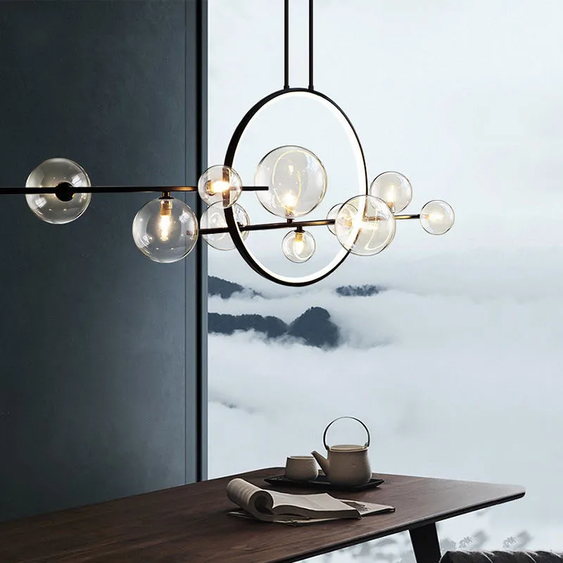 Nordic Modern LED Chandelier Novelty Glass Bubble Pendant Lamp Dining Room Hanging Light Kitchen Bar Lamp Home Decor