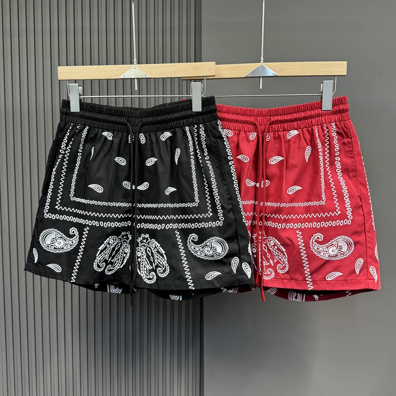 

Mesh Black Red Cashew Flower Print Shorts Jorts Men Women Loose Casual Beach Holiday Shortpants Summer Trendy Short Pants