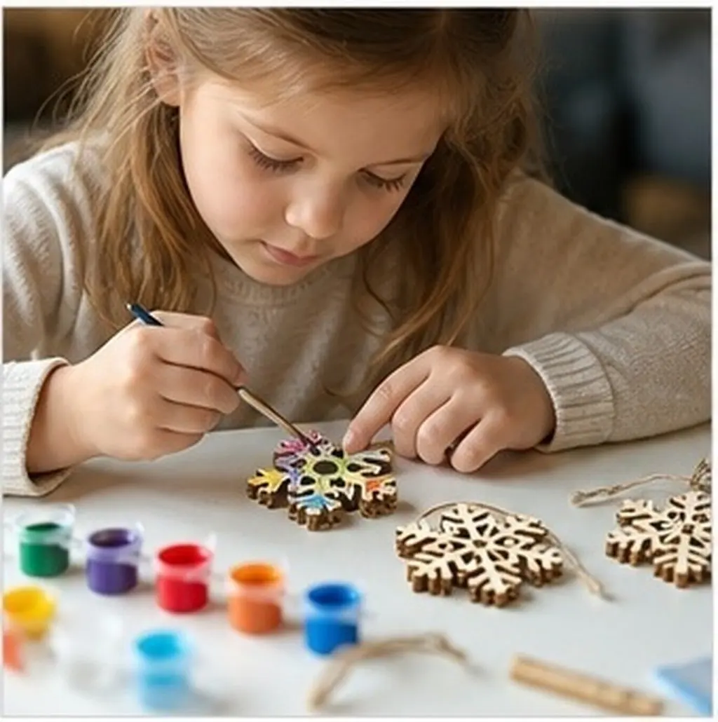 72 pcs 1 Set 9 Compartments Wooden Crafts Snowflake Decoration Diy Hanging Pendants For Christmas Tree Wall Decor Wooden Artware