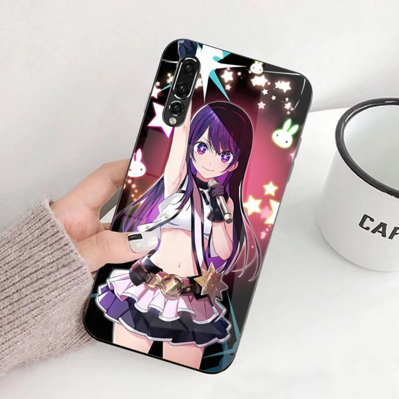 Anime Oshinoko Luxury Phone Case for Huawei P50 P40 P30 P20 Pro Mate 40 30 20 Pro Nova 9 8 7 PC Glass Phone Cover