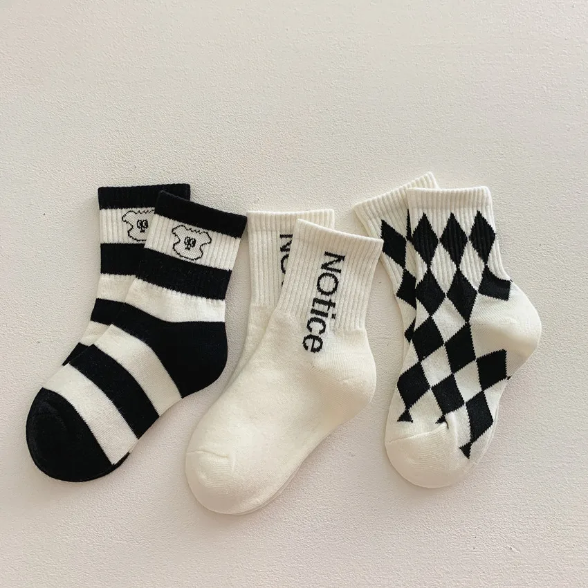 6 Pairs/Lot 3-12 Years Children Socks Cotton Baby Girls Boys Middle Socks Fashion Striped Children Sports Socks