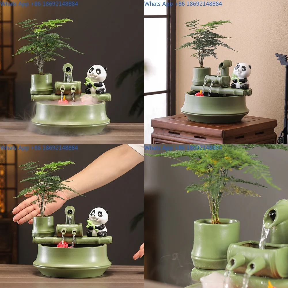 

Ceramic Lotus Home Office Desk Decor with Water Flow Feature for Living Room and Business Opening Decoration