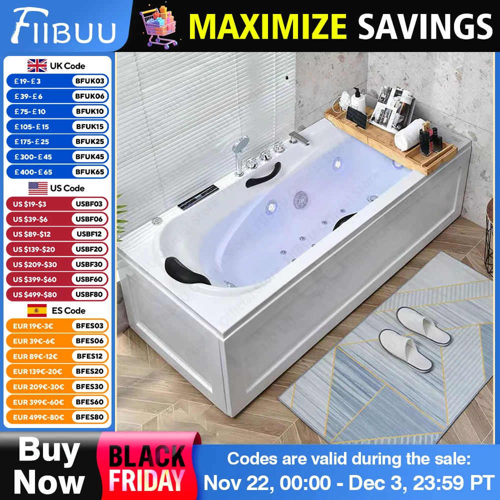 Acrylic Bathtub Multifunctional Large Bathtub With Double-Sided Skirt Right Skirt Bathroom Furniture Multiple Configurations