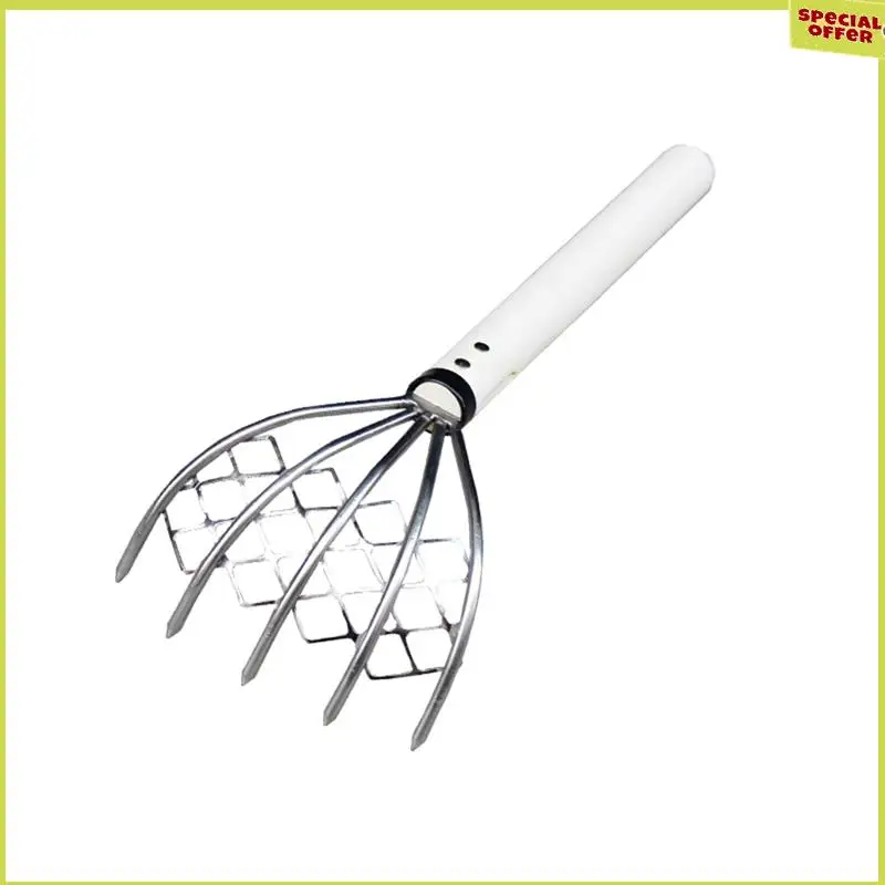 A34R Small Nail Rake With Net Bag Small Rake Shell Digging Tool Sea Catching Small Wooden Rake Wooden Handle Rake Small Rake