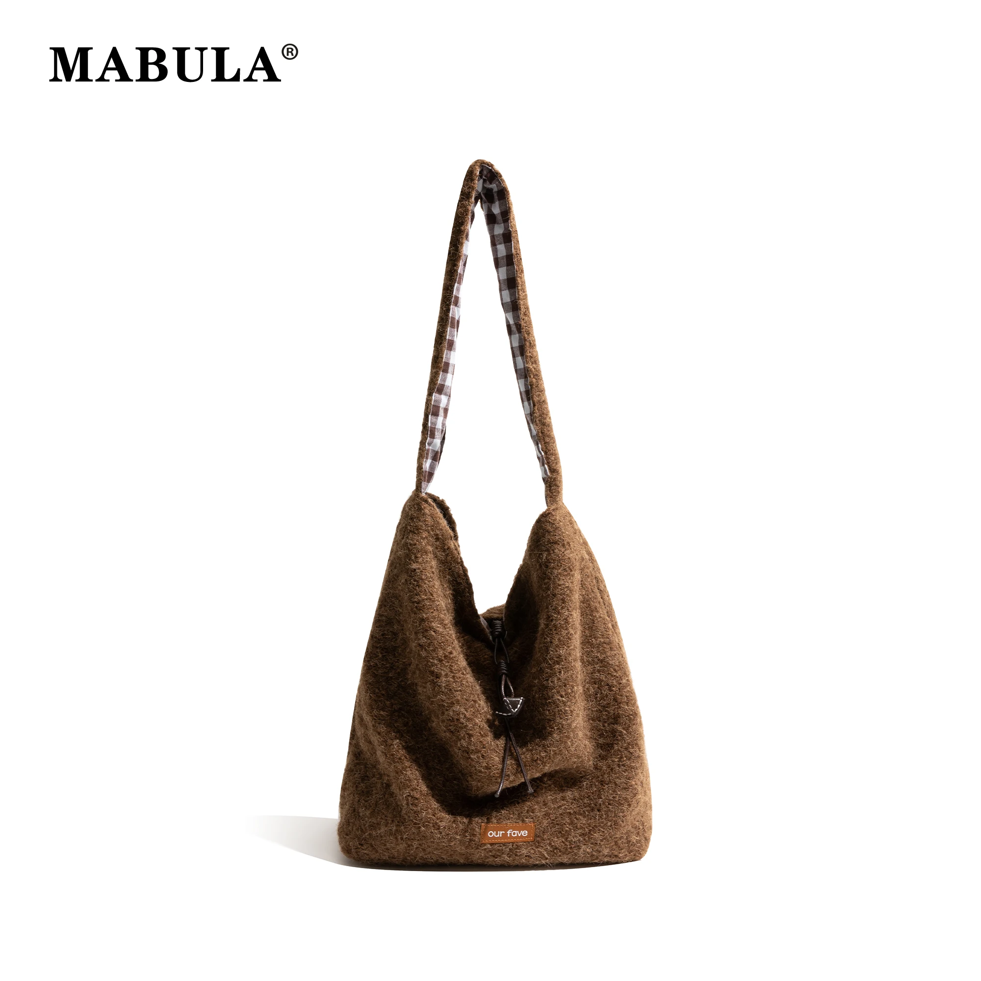 

MABULA Women's Stylish Large Capacity Practical Shopping Purse Ladies Commuter Pouch Vintage Winter Felt Square Tote Handbag