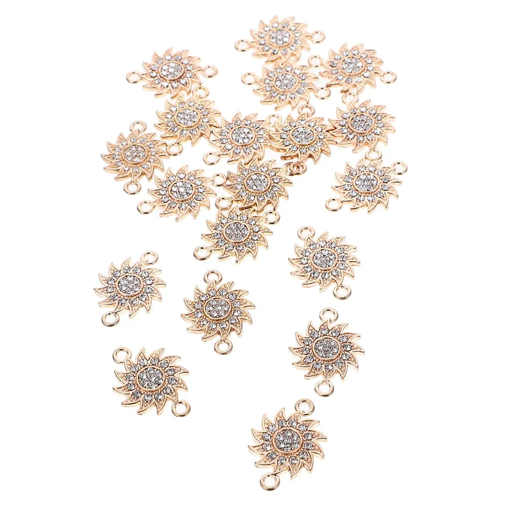 

40Pcs Sunflower Rhinestone Charm Gold Flower Pendant Connector for DIY Jewelry Crafting Necklace Bracelet Vintage Style Craft
