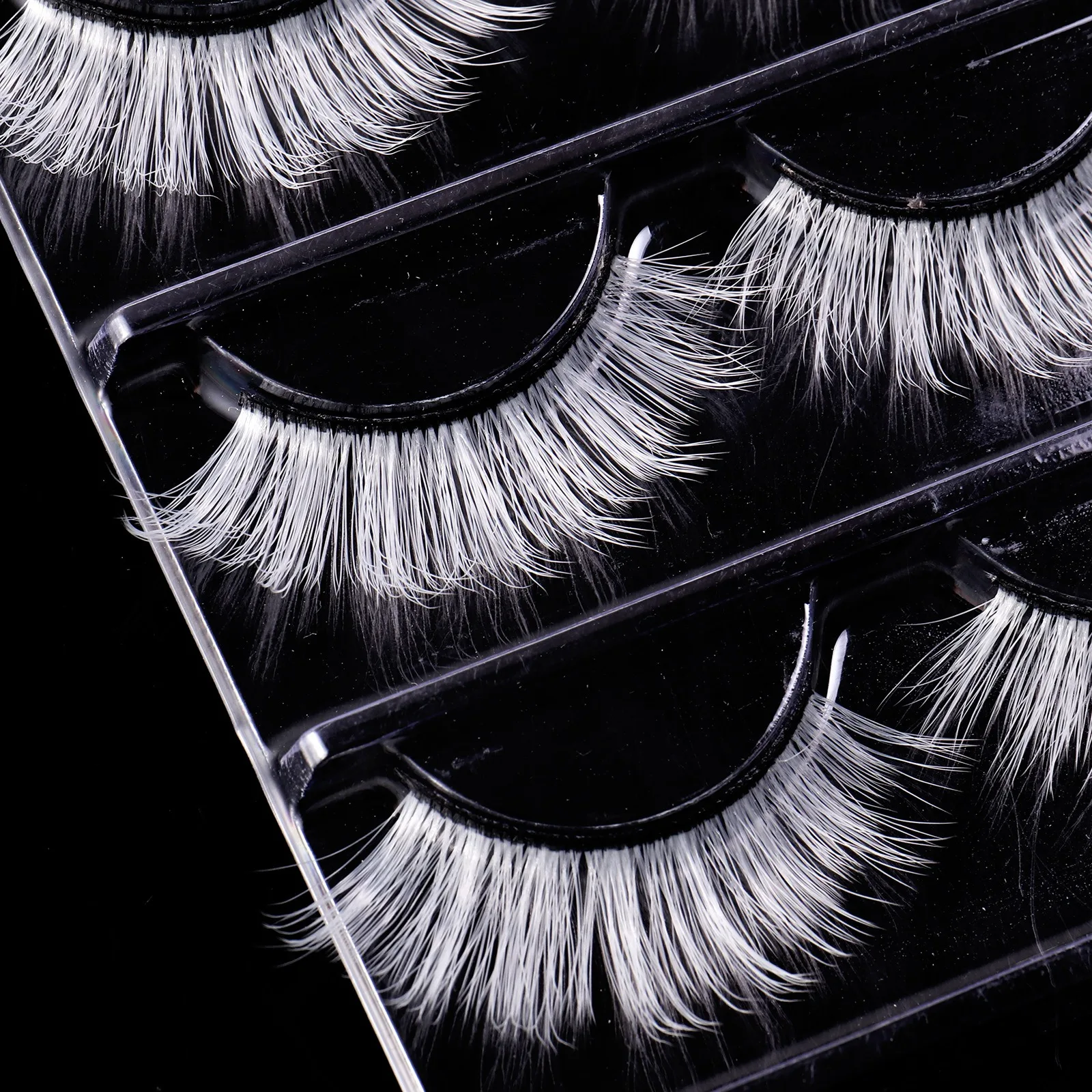 New white 3 pairs of false eyelashes, vacation style, stage makeup, cosplay, party, natural, lightweight, ultra light, reusable