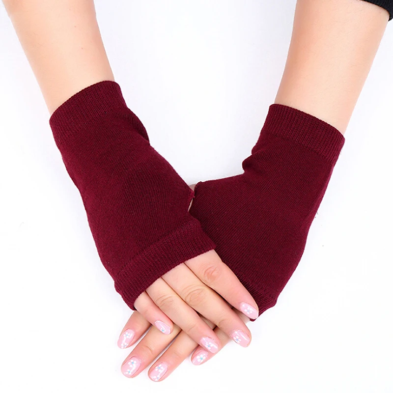 Winter Cycling Gloves Female Fingerless Gloves Without Fingers Women Cashmere Warm Winter Gloves Hand Wrist Warmer Mittens