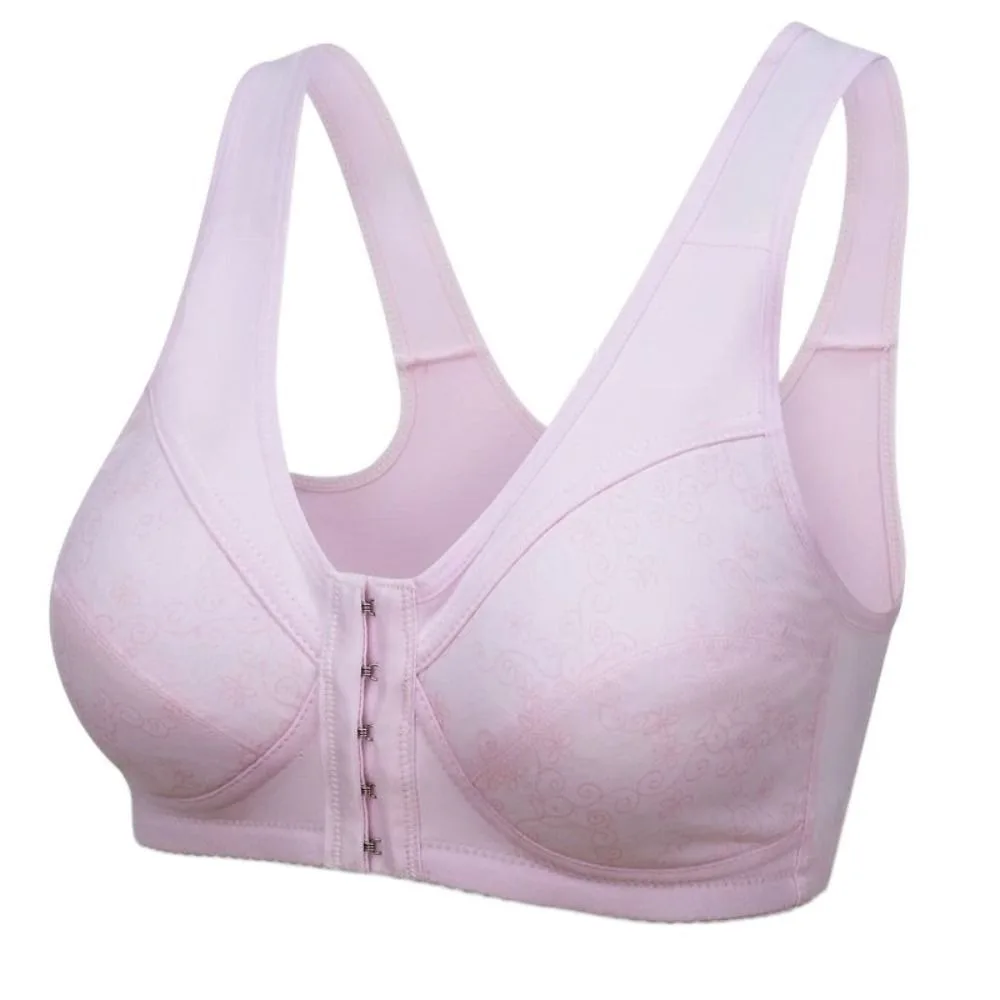 

Elastic Thin Front Button Bra Widen Straps Convenient Elderly Bra Seamless No Chest Pad Women Wireless Bra Women