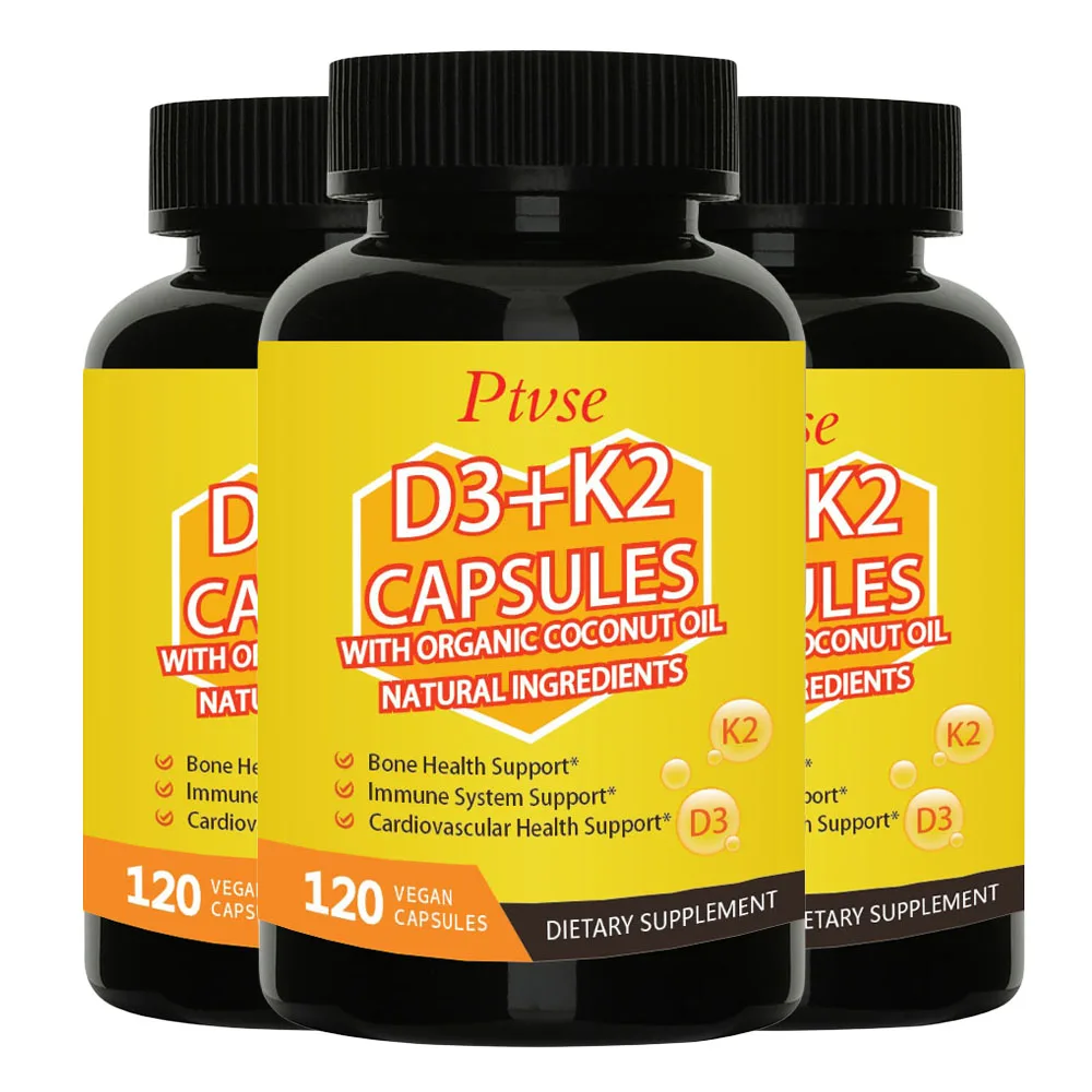 Capsules de vitamine K2 D3 avec huile AMP biologique naturelle, supporte le calcium pour une santé plus forte de Sophia