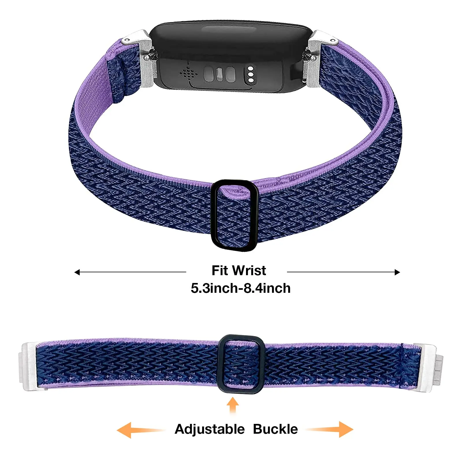 2pcs Nylon Strap for Fitbit Inspire 2 /Inspire Bands/Inspire HR ,Elastic Sport Breathable Wristband Strap for Inspire 3/2/HR/Ace