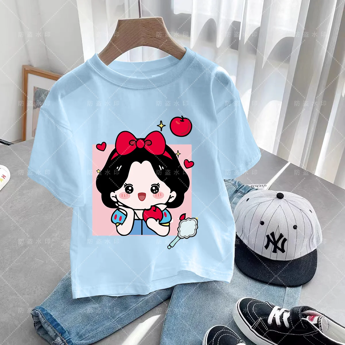 2024 Girl Summer Clothes Princess T Shirt Caricature Animated Disney Cartoons Kawaii Disney Kawaii Cartoons Princess Children's