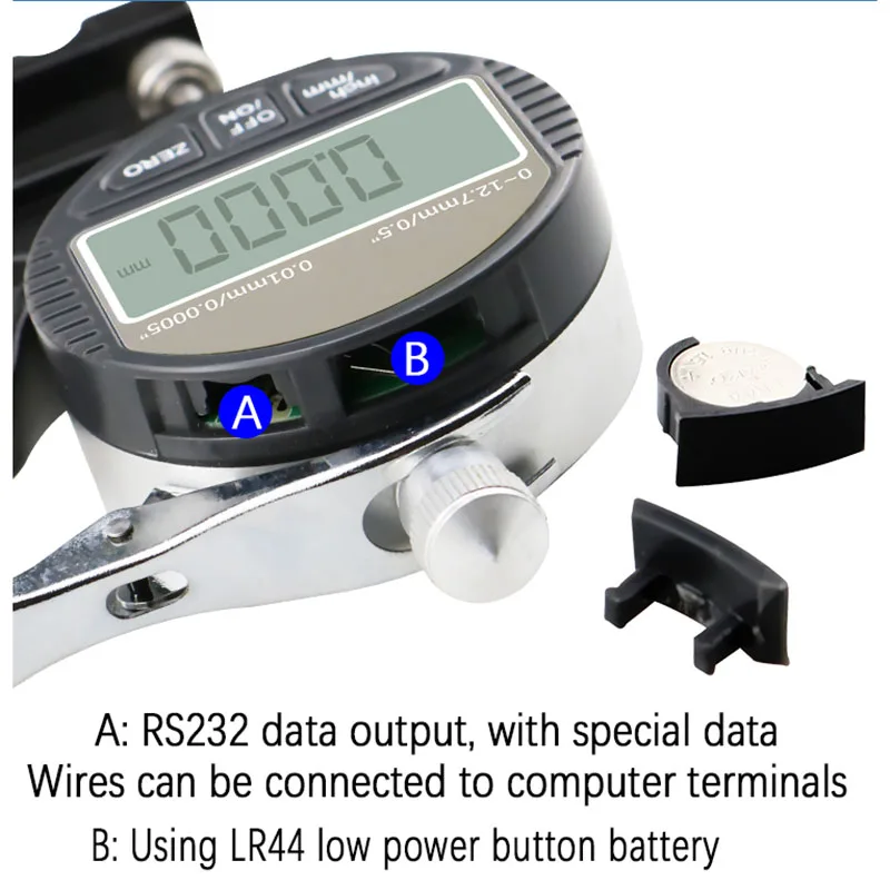0.01/0.001mm Digital Thickness Gauge – Electronic Micrometer Thickness Tester with 12.7mm Range & RS232 Data Output 5