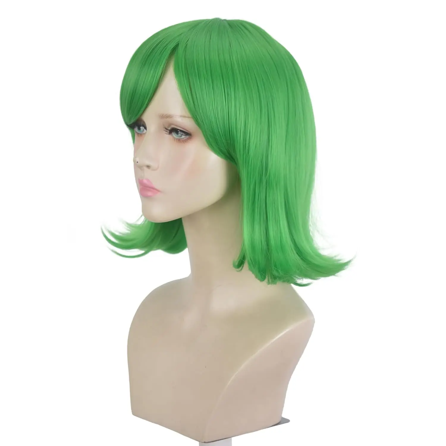 Anime Inside Out Disgust Cosplay Green Wig With Bangs Short Green Bob Wavy Hair for Anime Party Costume Halloween Cosplay view 2