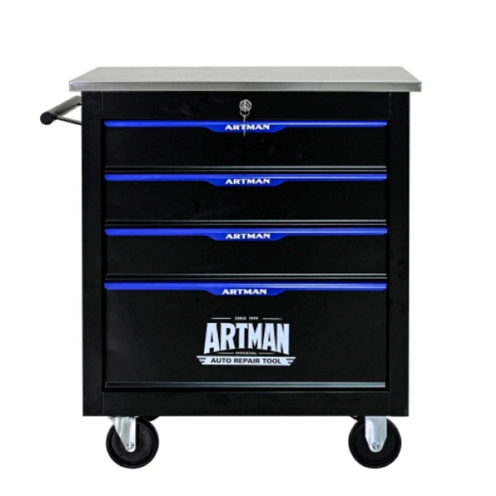 

Tool cabinet, tool box with 4 drawers, tool trolley on wheels, large rolling tool box for garages, workshops and repair stores