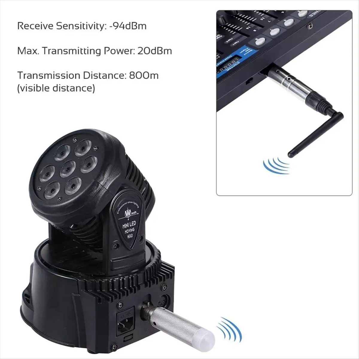 M85K Wireless DMX512 Transmitter Receiver Stage Light Wireless 2.4G Rechargeable Battery Run 16 Hours Receiver US Plug