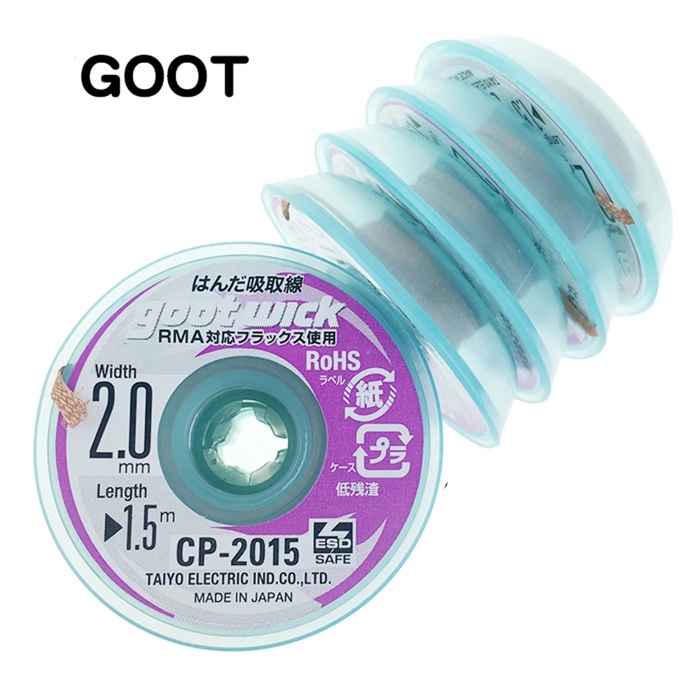 Imagem -02 - Original Goot Wick de Solda Acessório Fio de Cobre Trançado Desoldering Wick Bga Solda Removedor Cp1515 Cp2023 Cp2515 Cp3515