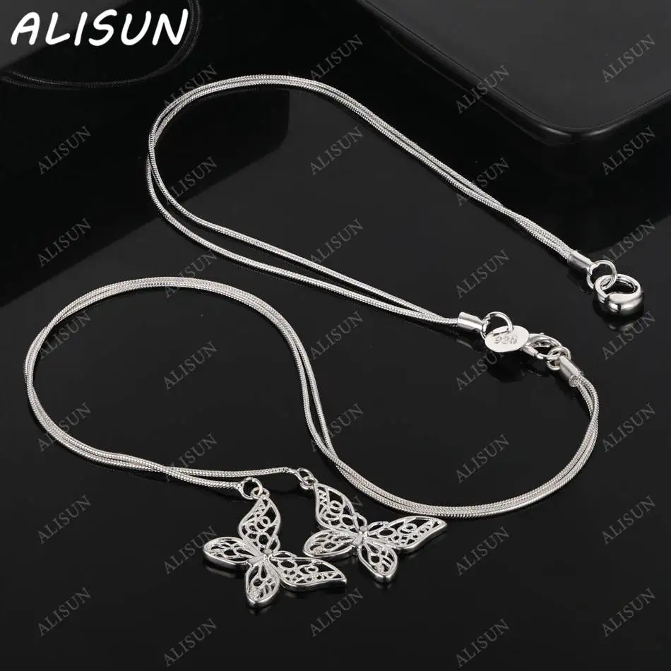 

ALISUN 925 Sterling Silver 45cm Butterfly Necklace For Women Charm Trend Birthday Gifts Fashion Party Fine Jewelry