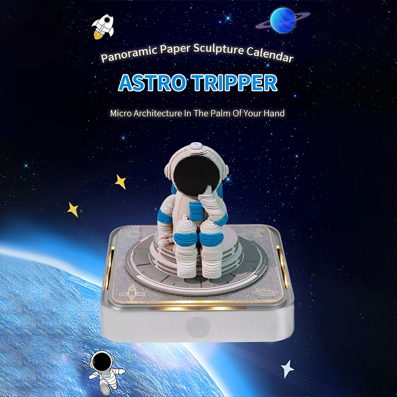 

Astronaut Desk Calendar With LED Lights 2025 Calendar Memo Pad Creative Desk Calendar DIY Notes Notepad 3D Art Calendar