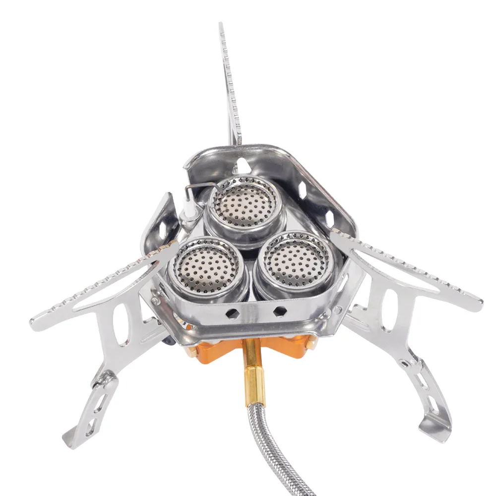 

Heads Gas Stove Tourist Camping Burners Folding Backpacking Furnace 5800W Outdoor Hiking Picnic BBQ Cooking Equipment