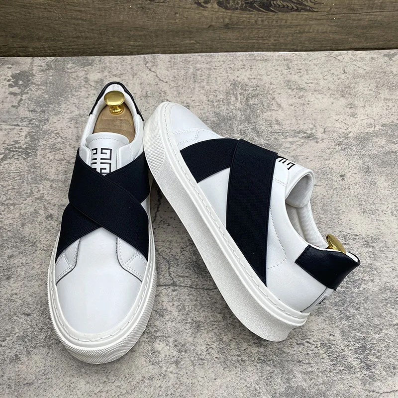 أحذية رجالية عصرية سهلة الارتداء من الجلد، مريحة ومتعددة الاستخدامات، أحذية رياضية كاجوال بكعب مسطح، متنفسة بمقدمة مستديرة لل... #4