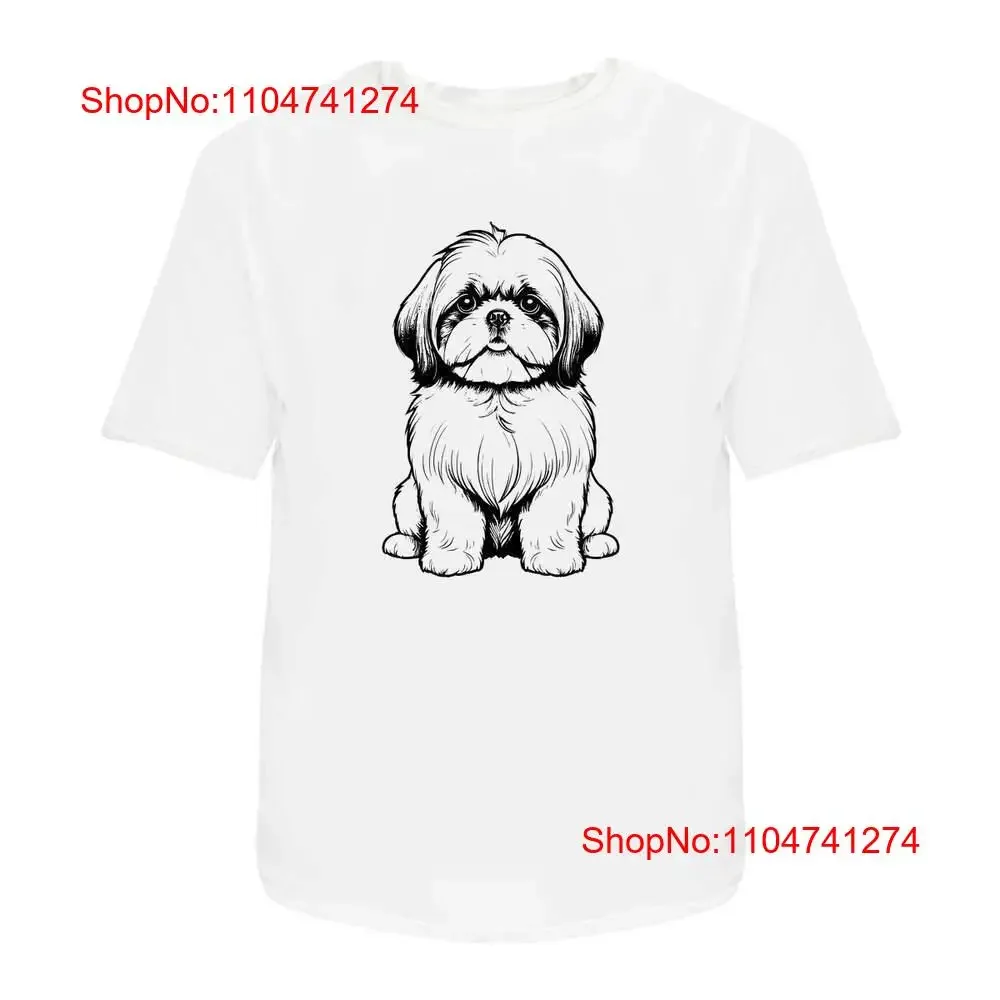 

Хлопковая футболка «Сидящий Ши-тцу» TA050253, винтажная стираная мягкая слегка стильная дизайнерская одежда, универсальная уличная одежда унисекс