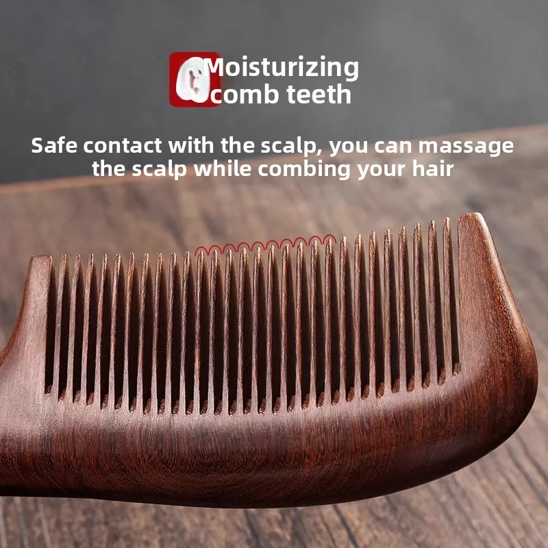 قطعتين من خشب الخوخ الصحي المنزلي المضاد للخشب الصندل، شعر متين مضاد للكهرباء الساكنة، مصنوع يدويًا بشكل رائع للسلامة والصحة