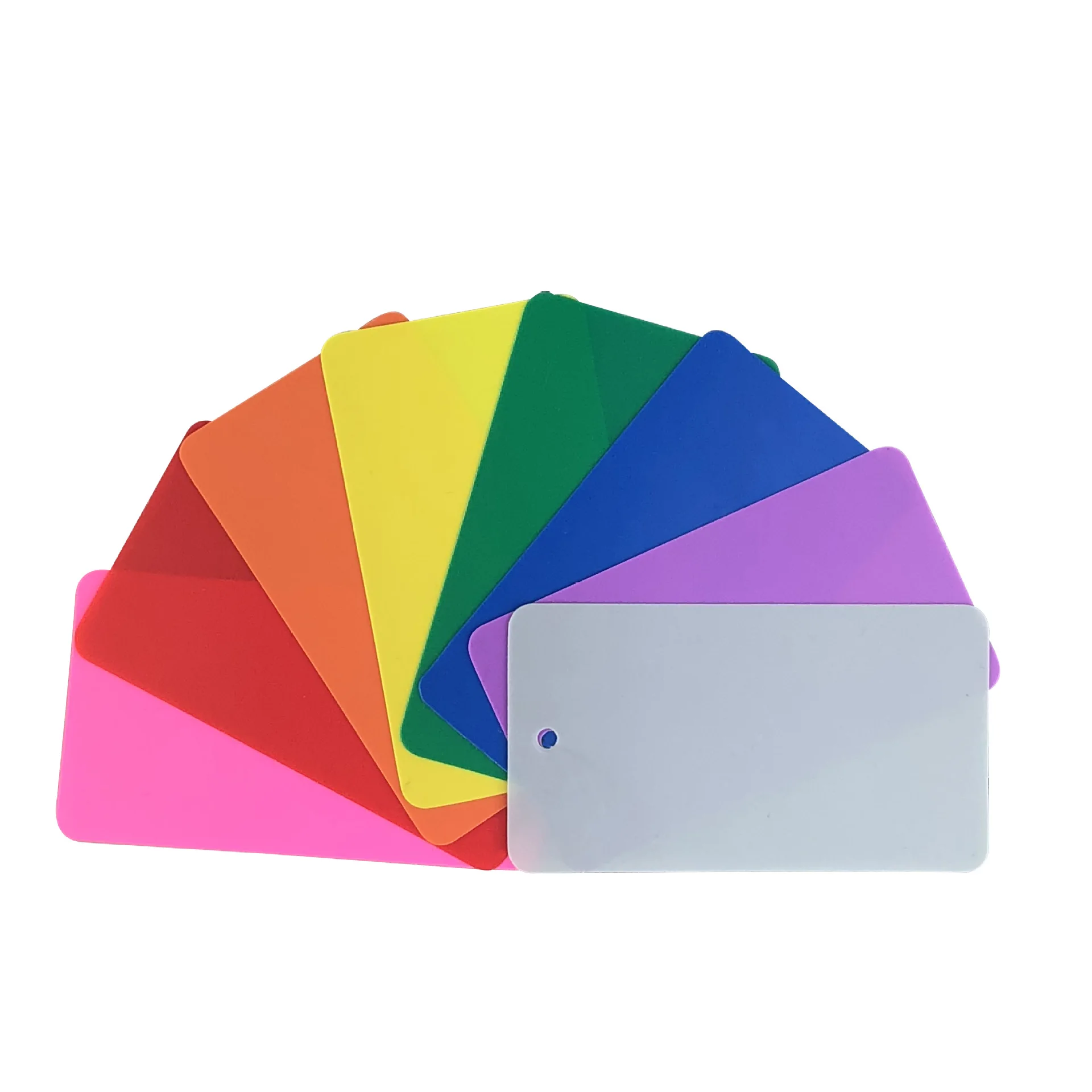 Etiquetas de PVC Multicolor mate, tarjetas colgantes impermeables de plástico para ropa, joyería transparente con agujero, embalaje de exhibición,