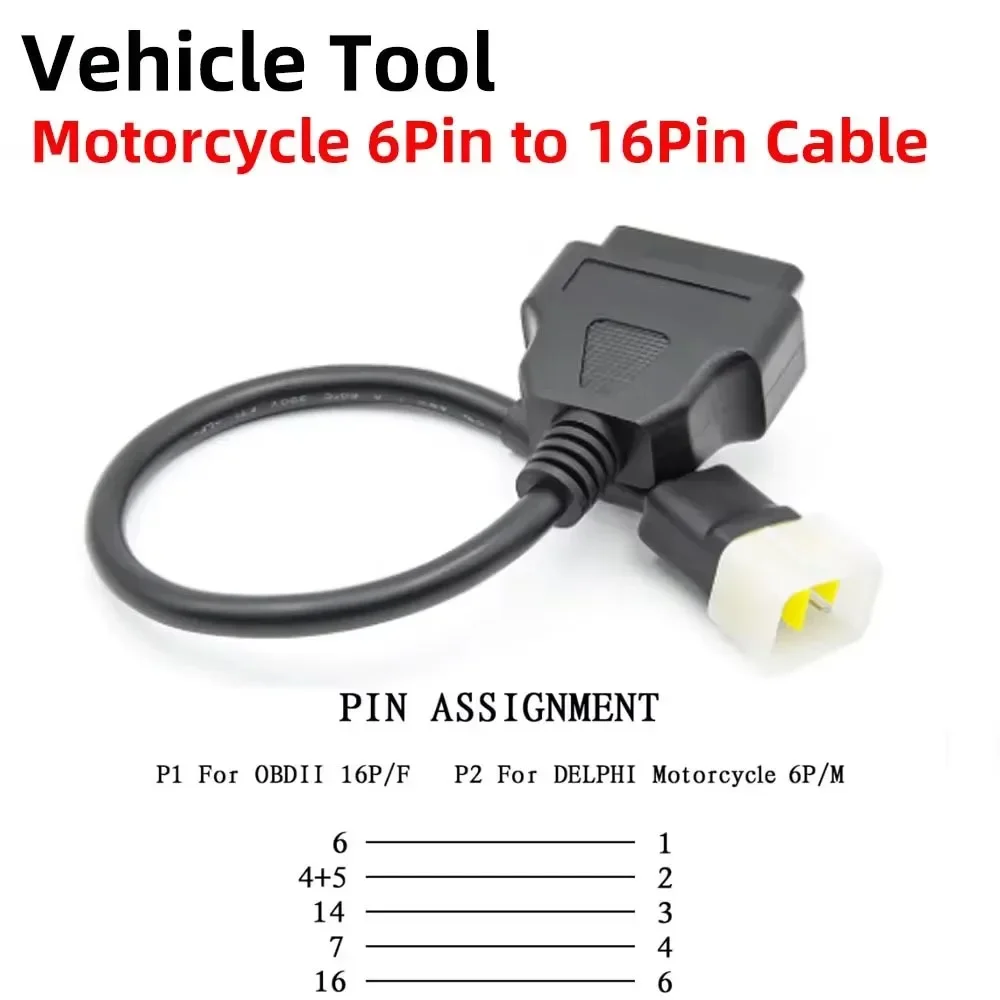 For DELPHI ECUs 6PIN Motorcycle Bike ATV To 16pin OBD Latest for And BENELLI OBD2 6 Pin Diagnostic Plug Adaptor Cable for BOSCH