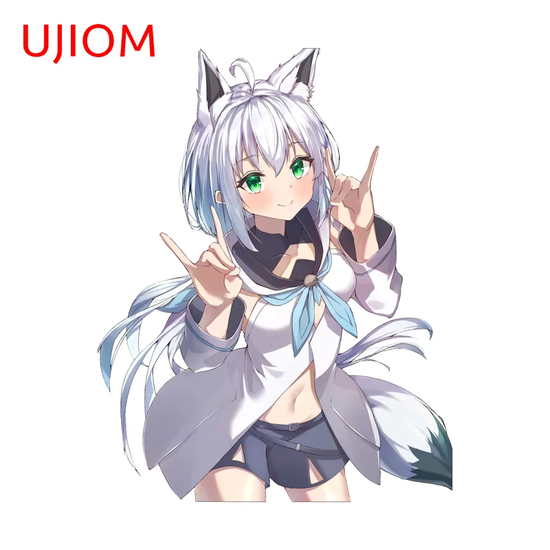 UJIOM Shirakami Fubuki Fox Ears Wall Sticker Waterproof Furry Sofa Wall Fridge Vinyl Decal Suitable For Skateboard Decoration