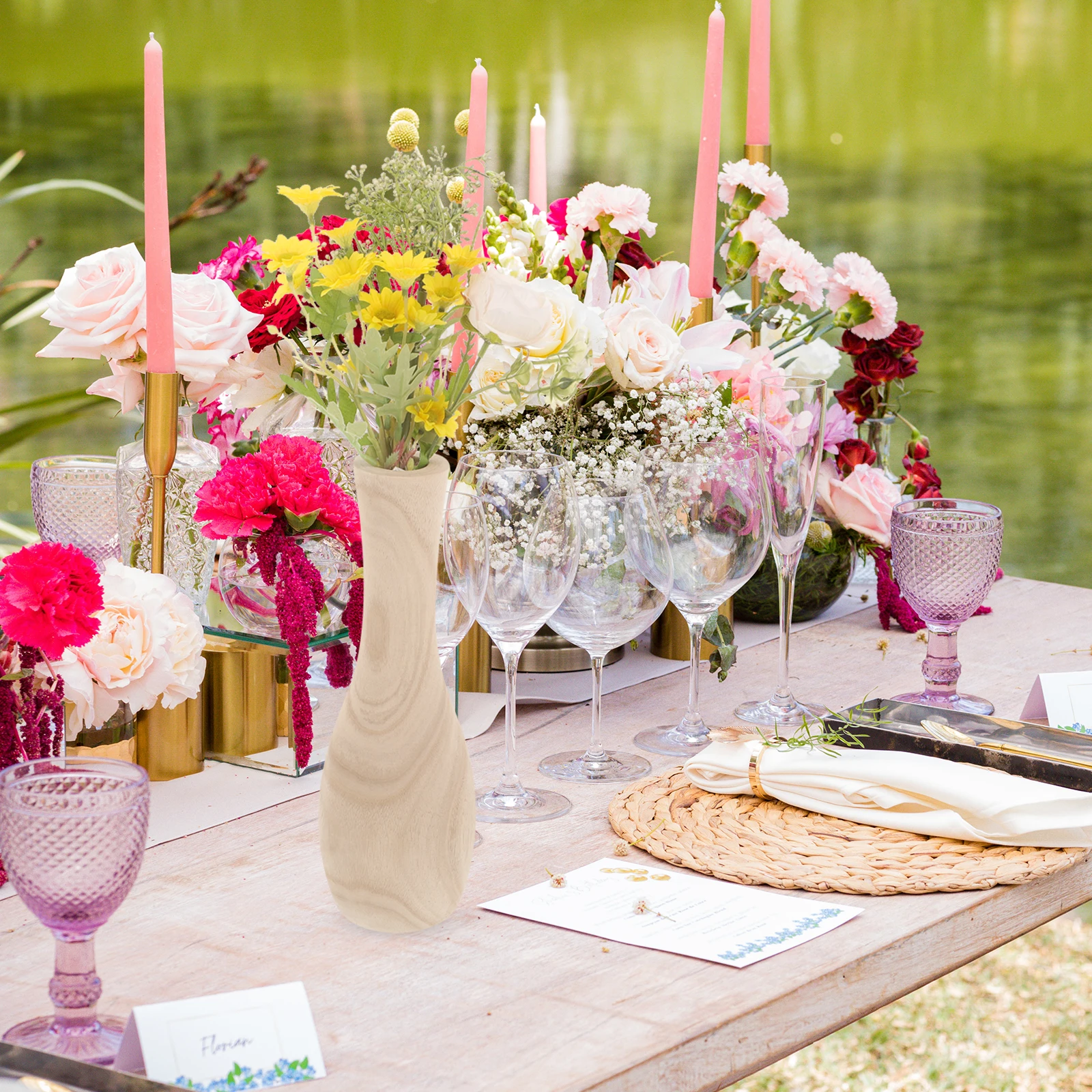 

Wooden Vase 10 5x14 5cm Simple Office Living Room Bedroom Dried Flower Pot Floral Arrangement Container Decorative