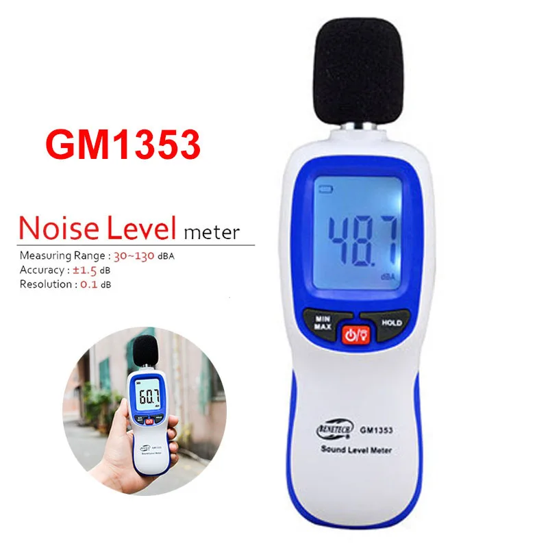 

GM1353 Digital Sound Level Meter 30~130dB Meter Decibel Meter Noise Meter Measuring Microphone Noise Volume Test Sound Decibel