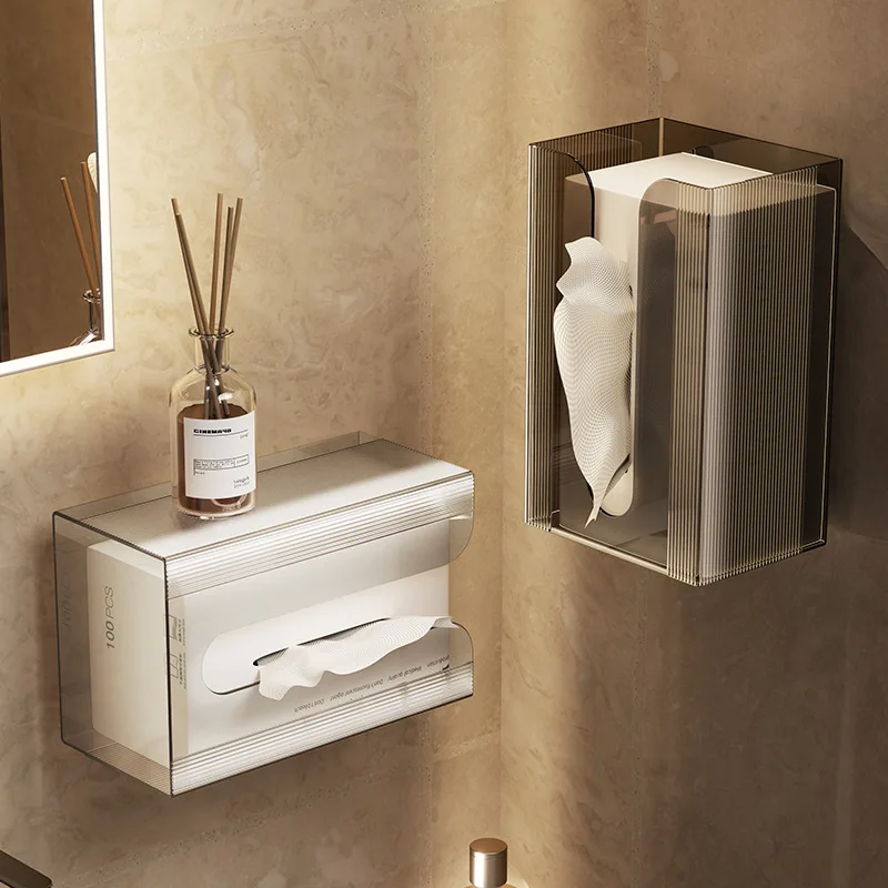 

Wall Mounted Tissue Bathroom Paper Towel Container Elegant Tissues Storage Box Refillable Napkin Dispenser