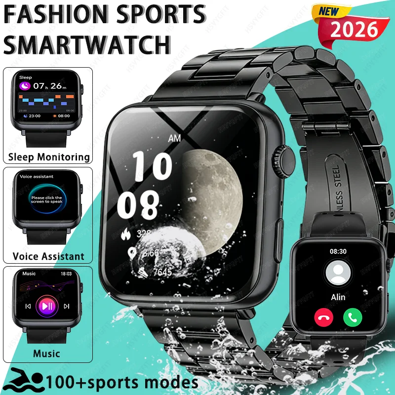 

2026 New Men Women SmartWatch Bluetooth Call/Heart Rate/blood oxygen,Fitness Tracker for Android iOS, Fashion sports smartwatch