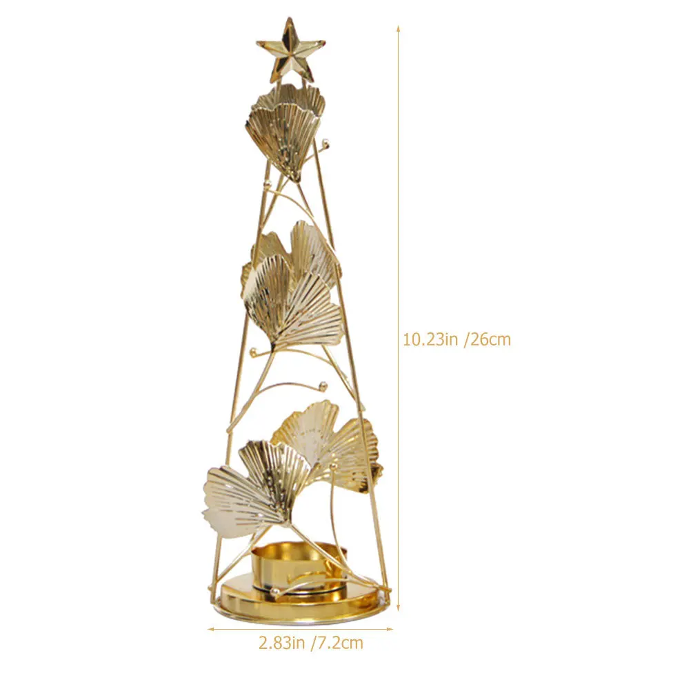 

Exquisite Christmas Holder Iron Ginkgo-Leaf Tealight Stand Tabletop Adornment Xmas Gift for Family Tealight Holder