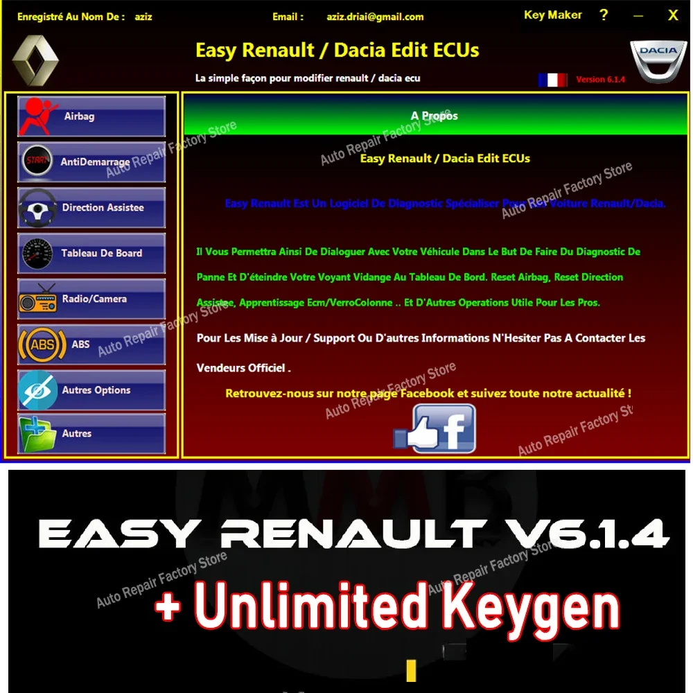 Easy Renault 6.1.4 Key Maker Dacia Edit Ecu para Renault Programmer Clear Crash Airbag Card Keys UCH Cleaner, funciona con Renolink