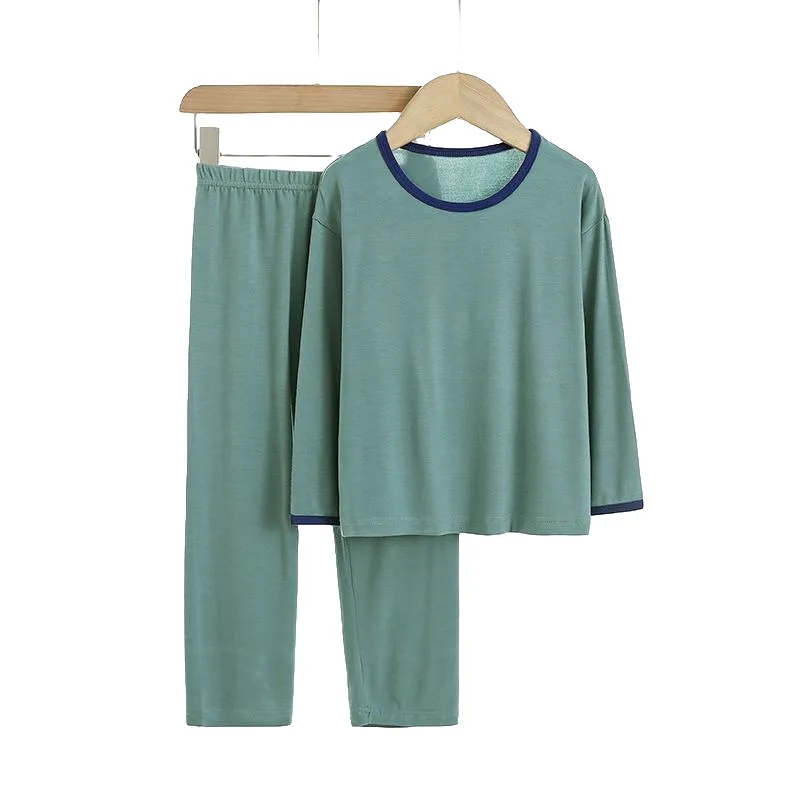 

Термобелье из модала для мальчиков, пижамный комплект с длинными рукавами, свободная посадка, весенне-осенняя детская домашняя одежда