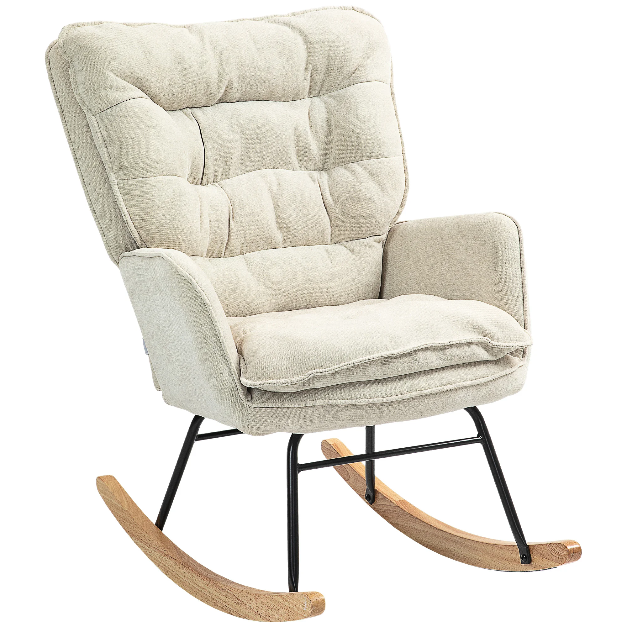 HOMCOM chenille upholstered rocking chair with armrest load 120 kg Beige