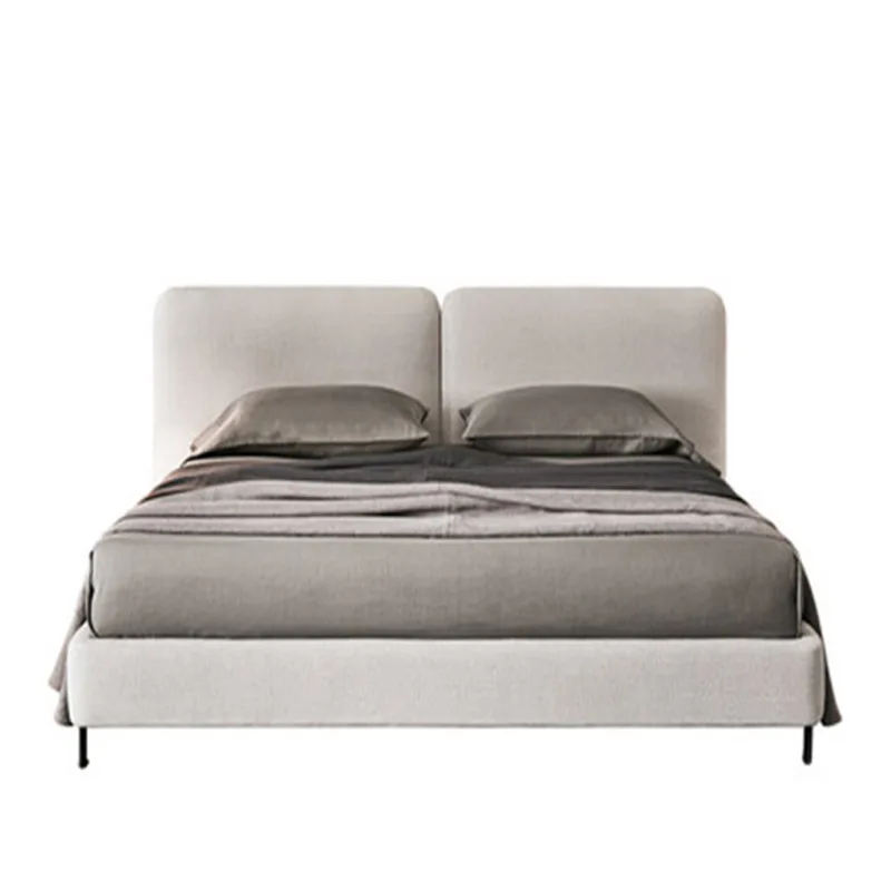 

Nordic light luxury fabric bed, small double master bedroom comfortable soft bed