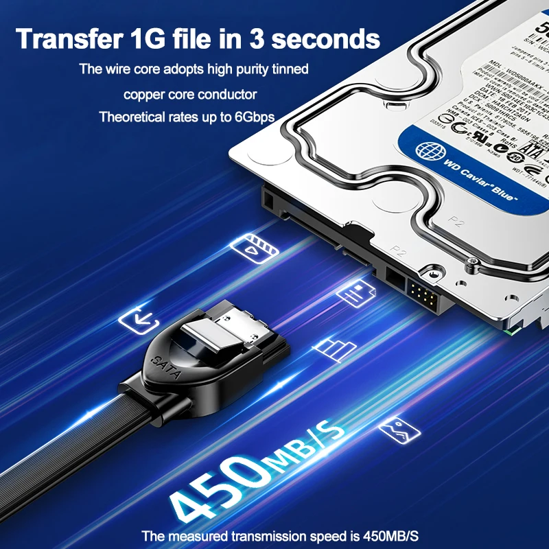 SAMZHE SATA Cable 3.0 Hard Disk Driver adattatore SSD cavo SATA piegato a 90 gradi per la connessione del Computer