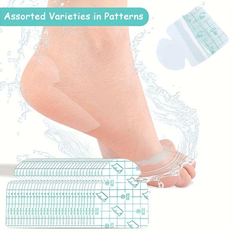 Invisible Waterproof Heel Stickers, 20 Pieces — Cushioning Pad Design, Insoles and Foot Care Pads, Moisturizing and Repairing Chapped Skin, Skin-Friendly Soft Transparent Waterproof Patches, Protect H image 2