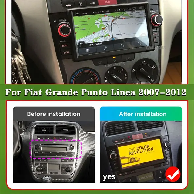 For Fiat Grande Punto Linea 2007 2008 2009 2010 2011 2012 Android 13 Car Radio Multimedia Player GPS Navigation Stereo WiFi BT