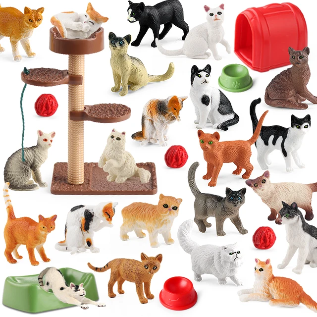 Oenux Cat Climbing Frame Kitty Bobtails Siamese Sphynx Ragdoll Model Figurka akcji Śliczna dekoracja Zwierzęta Zabawka dla dzieci Prezent